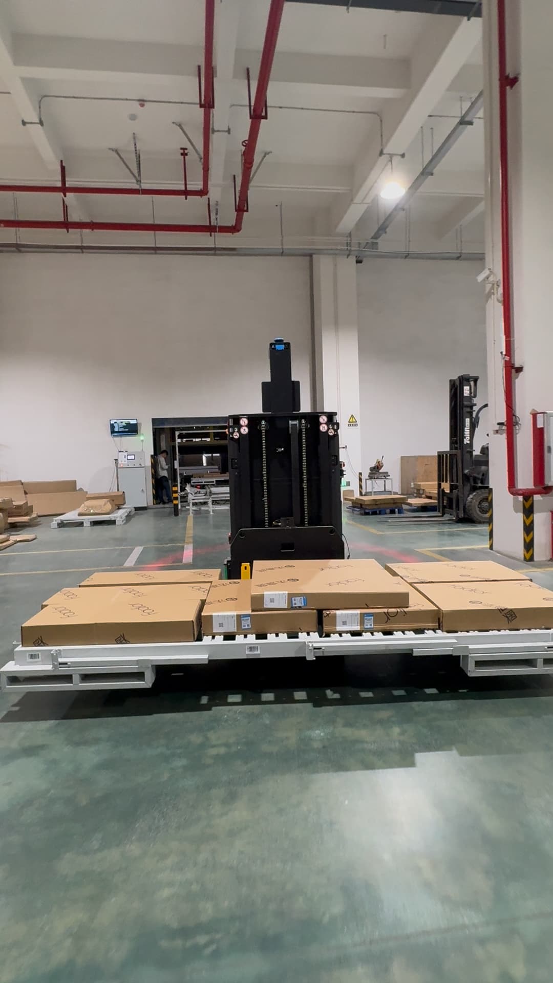Vertical factory handling view inside the stainless steel production environment