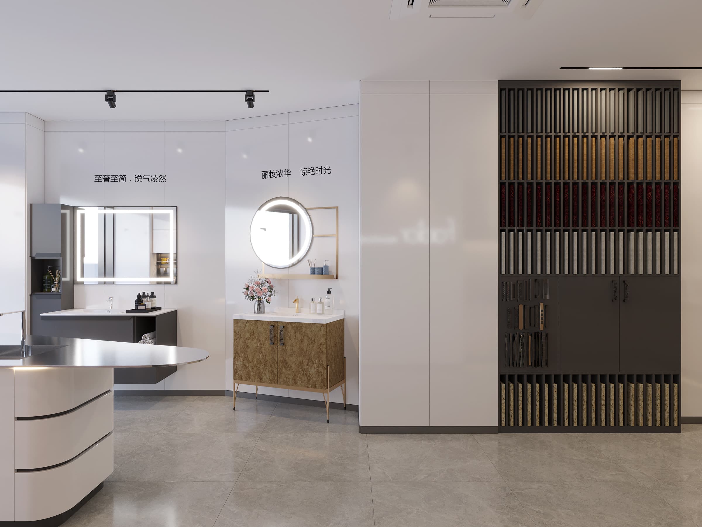 Hong Kong showroom vanity and wardrobe scene for compact luxury living