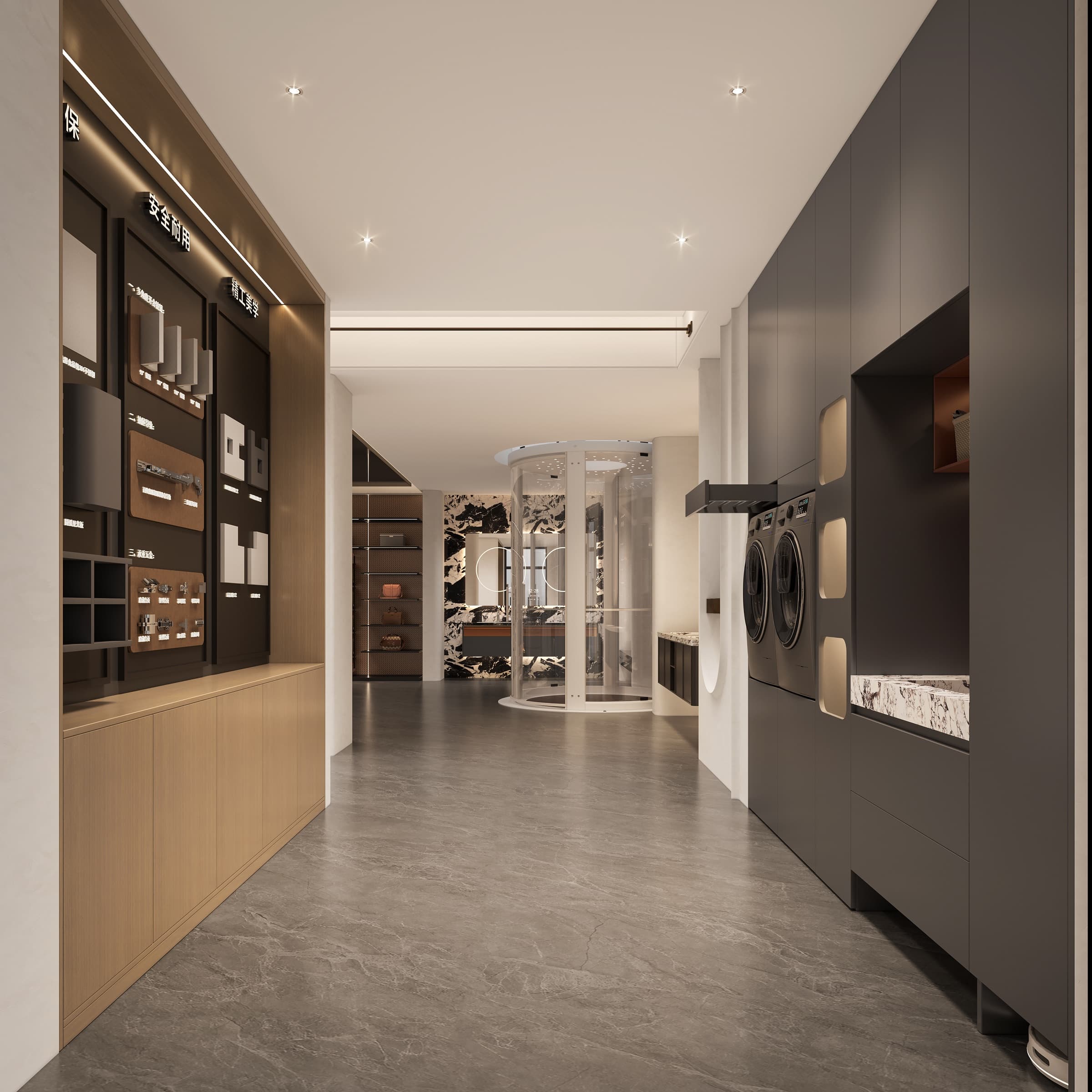 Sydney showroom interior with tailored circulation and wardrobe detailing