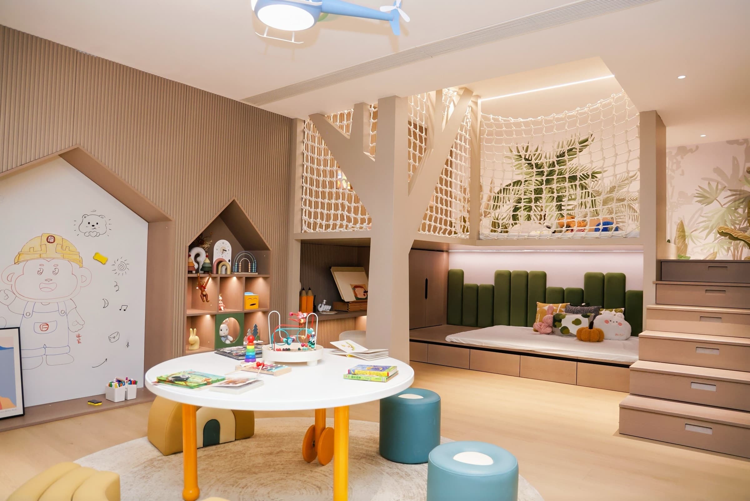 Showroom wardrobe wall with warm reflective balance.