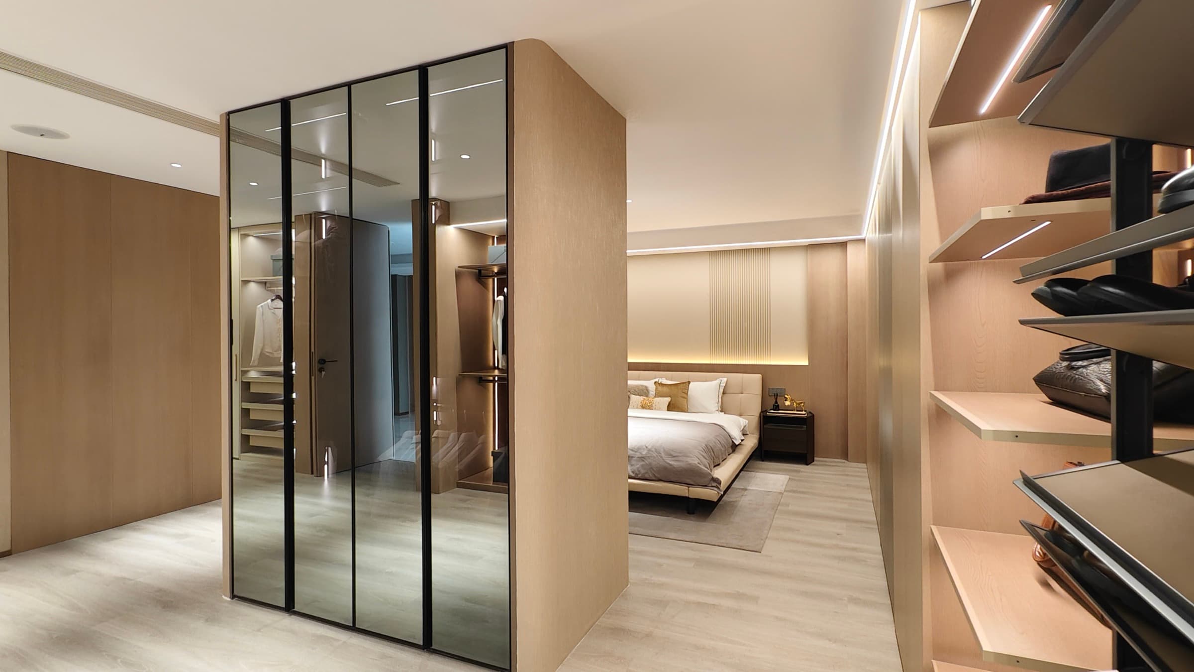 Close-up of vanity detailing and moisture-resistant finish surfaces.