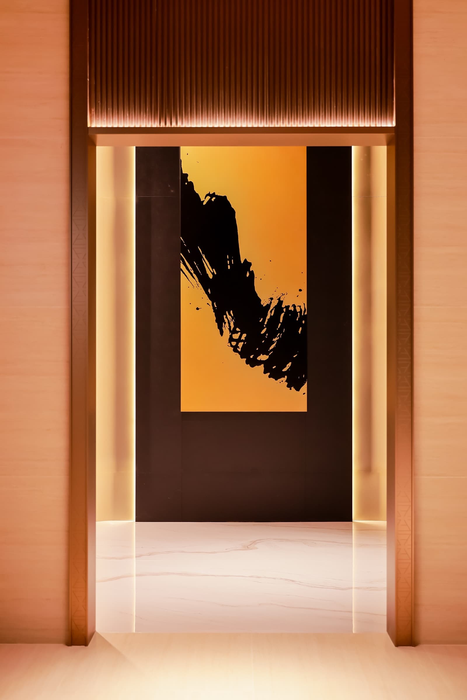 Wide premium interior scene from the Fadior showroom.