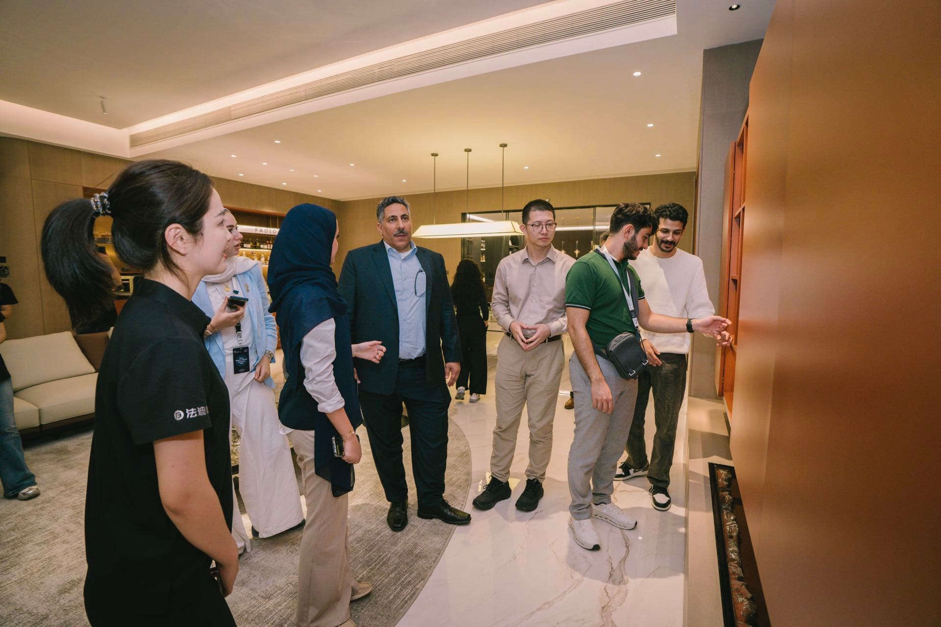 Showroom walkthrough with international guests