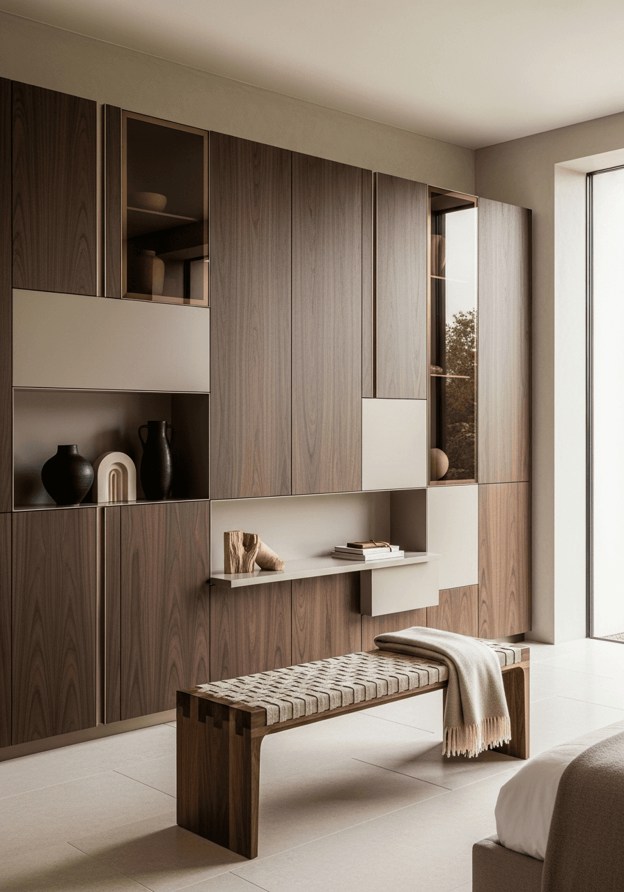 Decorative wall panel in warm hotel walnut finish