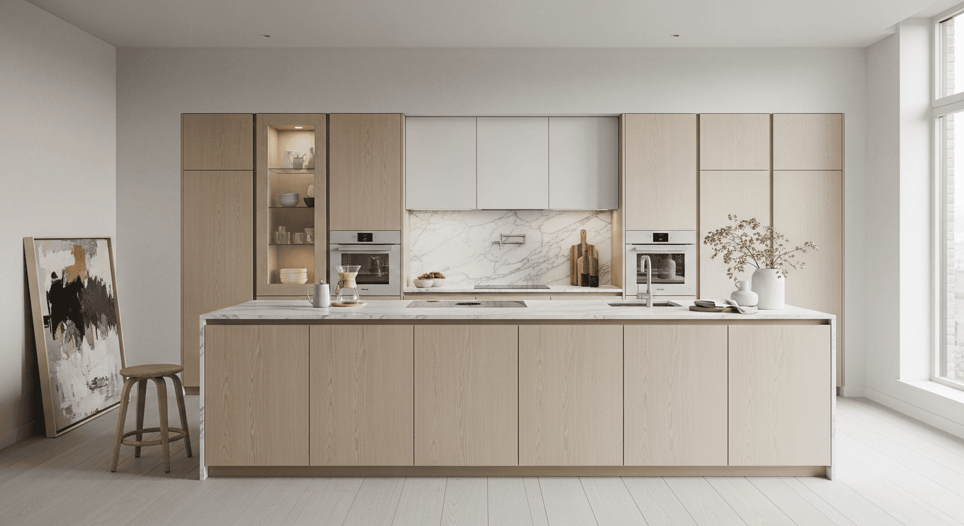 Gallery pale oak kitchen lifestyle view