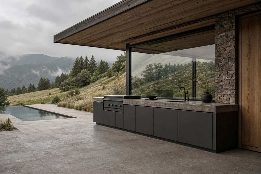Maestrale — The outdoor kitchen, in full weather.