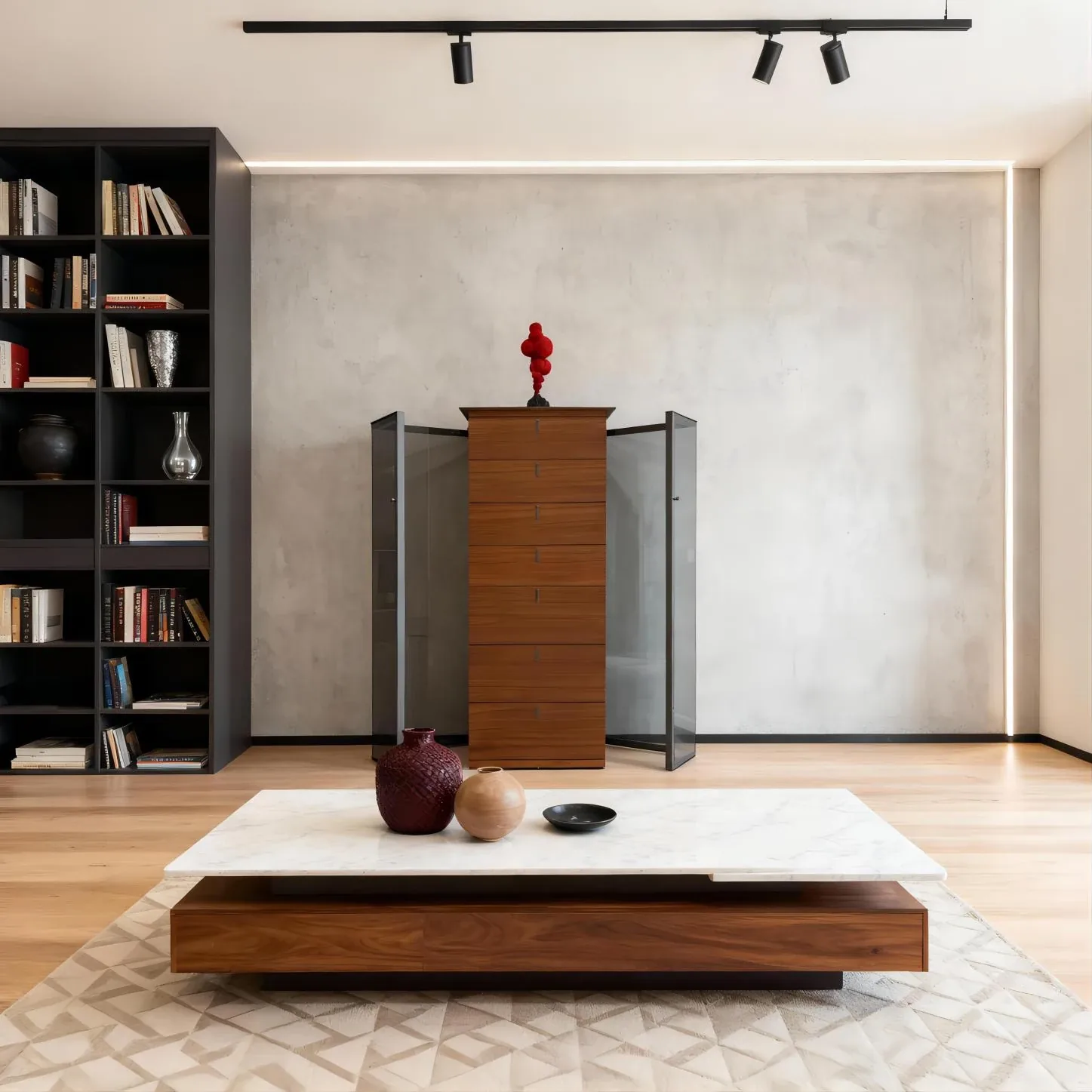 45° Beveled Seven-Drawer Wood Veneer Cabinet