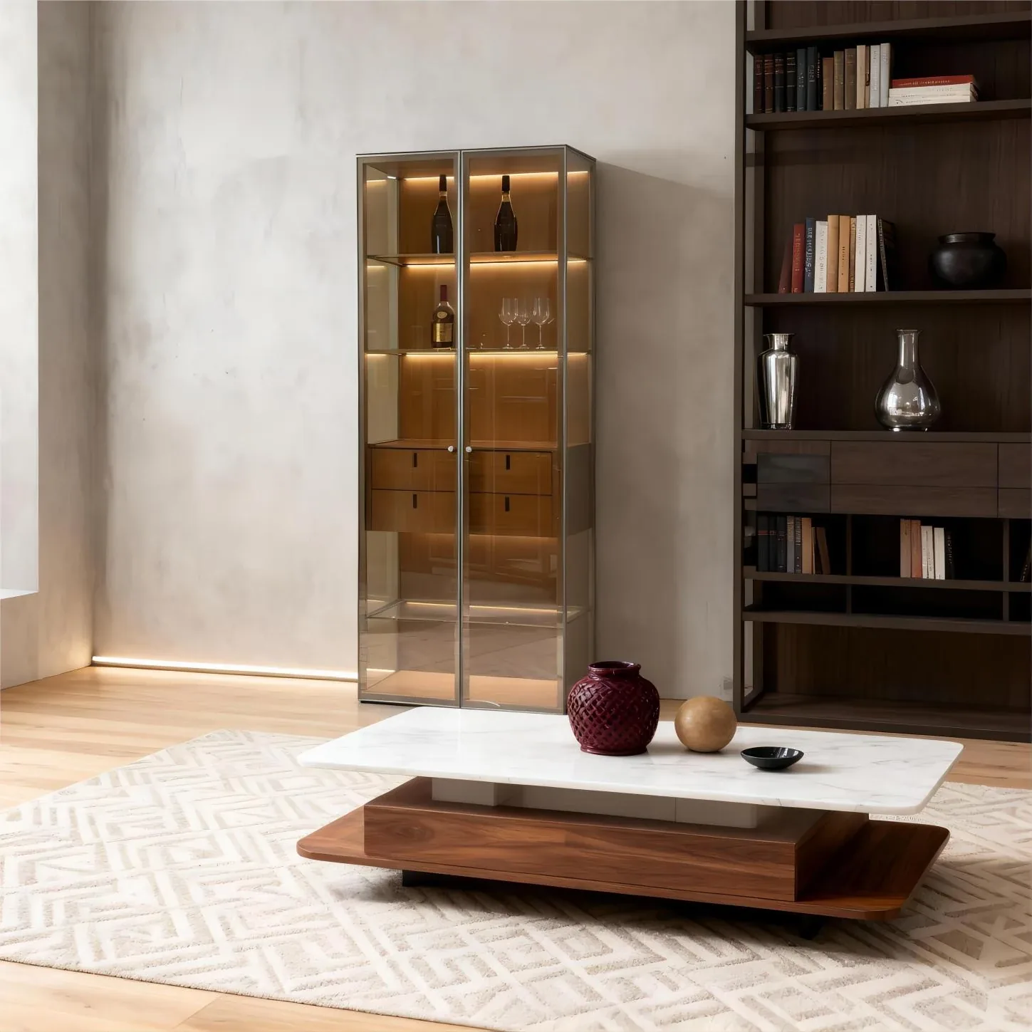 Minimalist Tempered Glass Display Cabinet