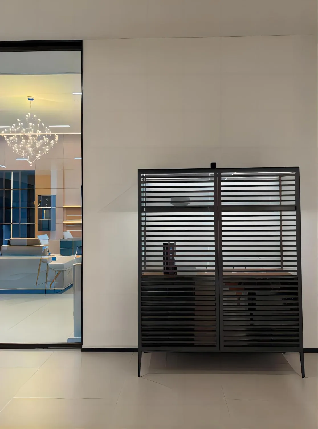 Aluminium Grille Tempered Glass Display Cabinet