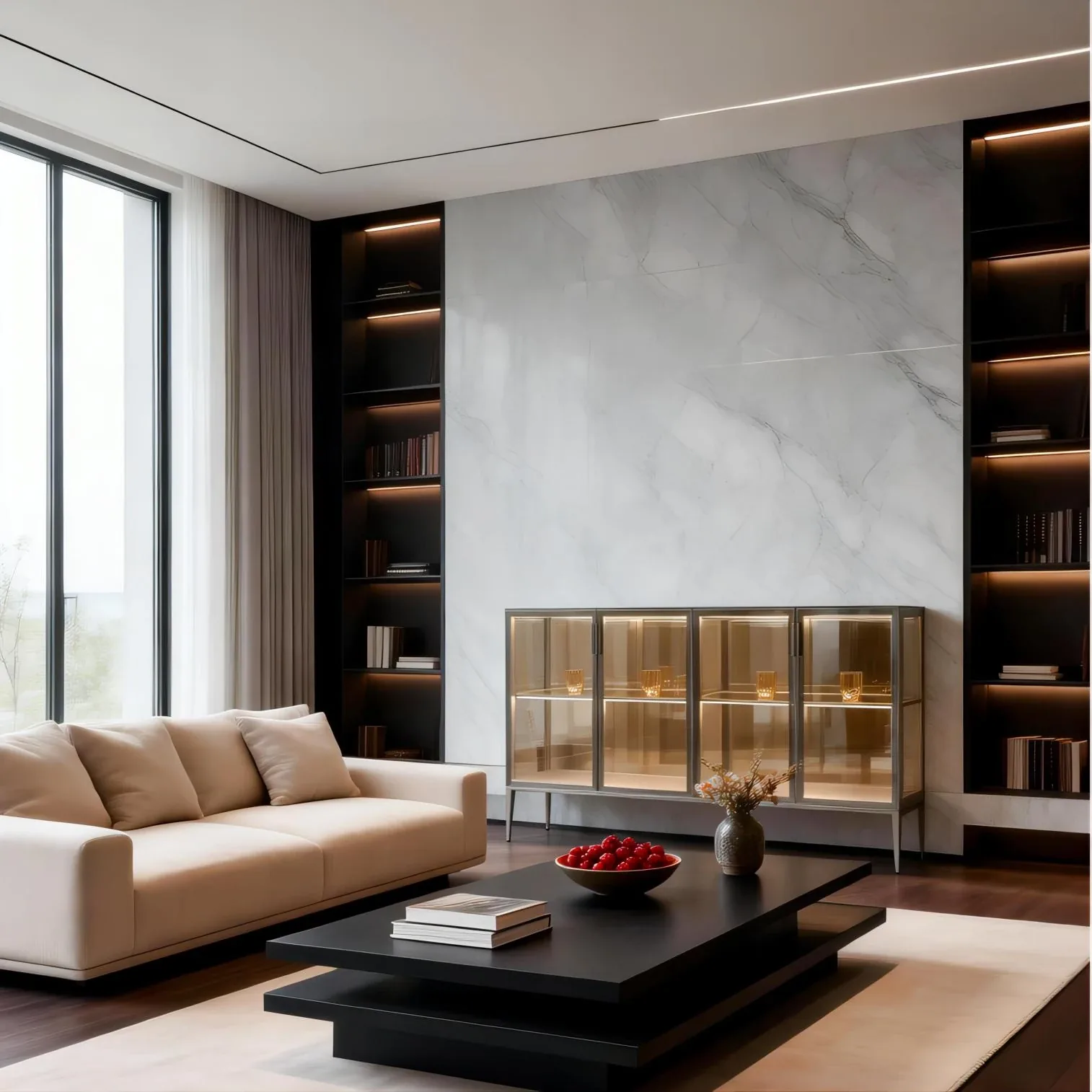 Minimalist Tempered Glass-Front TV Cabinet