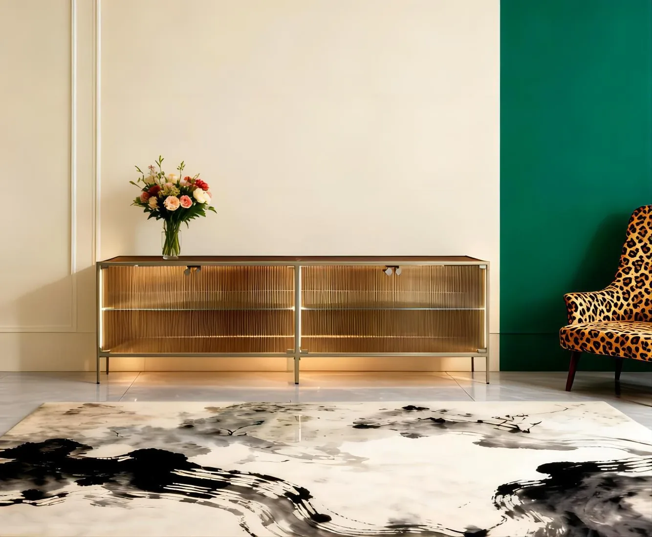 Art Glass LED Light-Box Sideboard