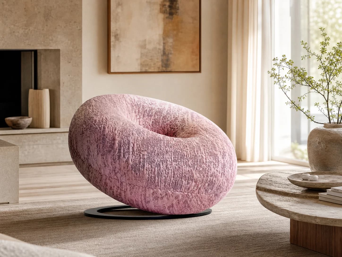Carbon Steel Frame Stretch-Fabric Lounge Chair