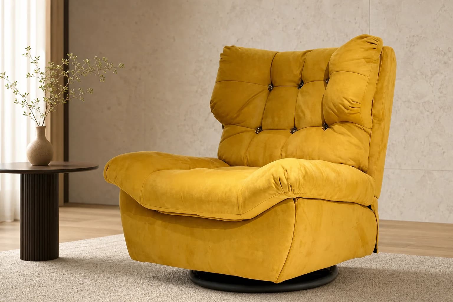Manual Reclining Brushed Fabric Lounge Chair